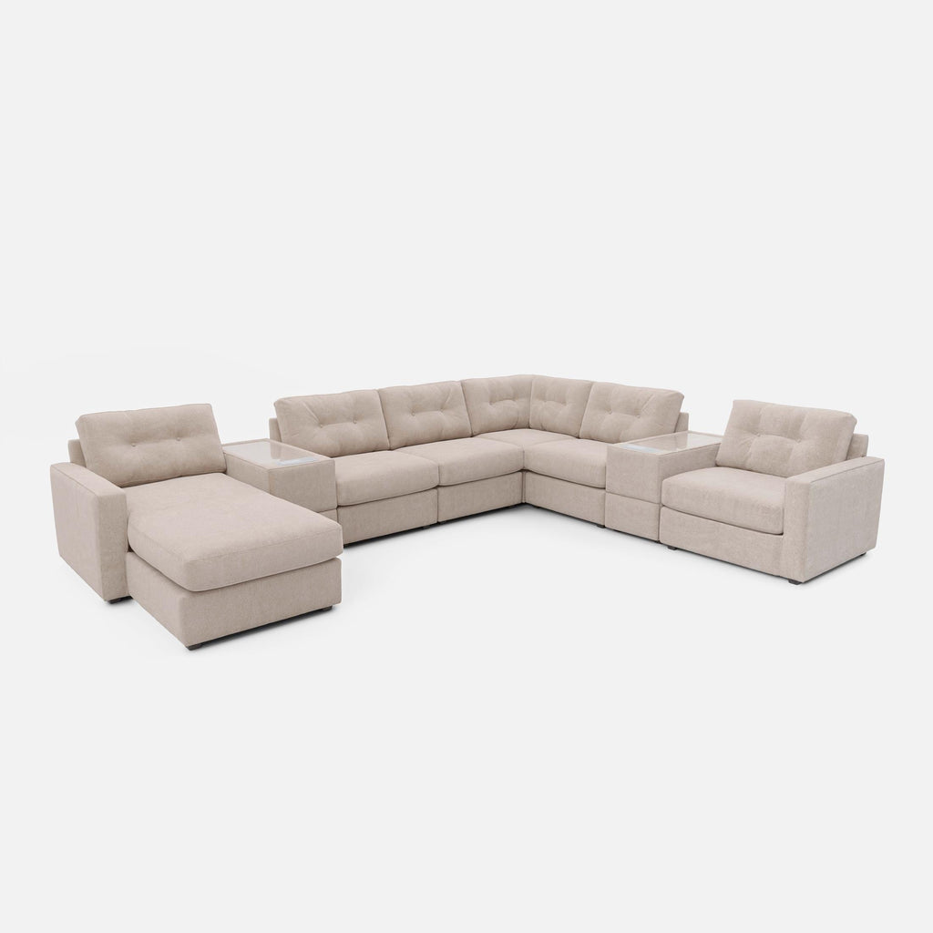 Modular One Left Facing 8-Piece Sectional with E-Console - Stone