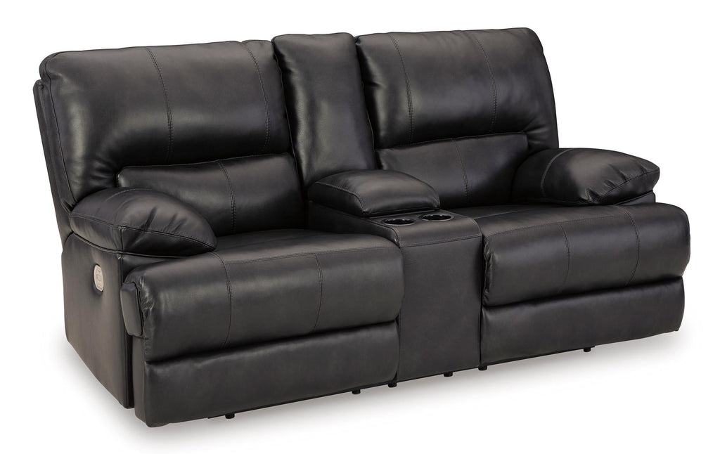 Mountainous Leather Power Reclining Console Loveseat - Eclipse