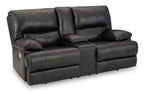 Mountainous Leather Power Reclining Console Loveseat - Eclipse