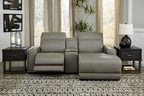 Correze 3-Piece Dual Power Leather Reclining Modular Sectional with Console and Chaise - Set