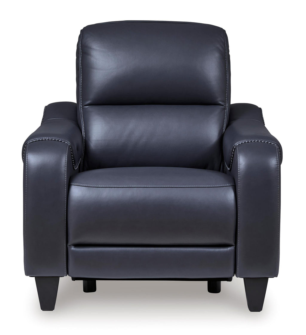 Mercomatic Leather Power Recliner - Ocean