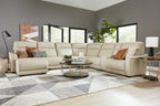 Newport 6-Piece Almond Leather Power Reclining Sectional with Chaise - Set