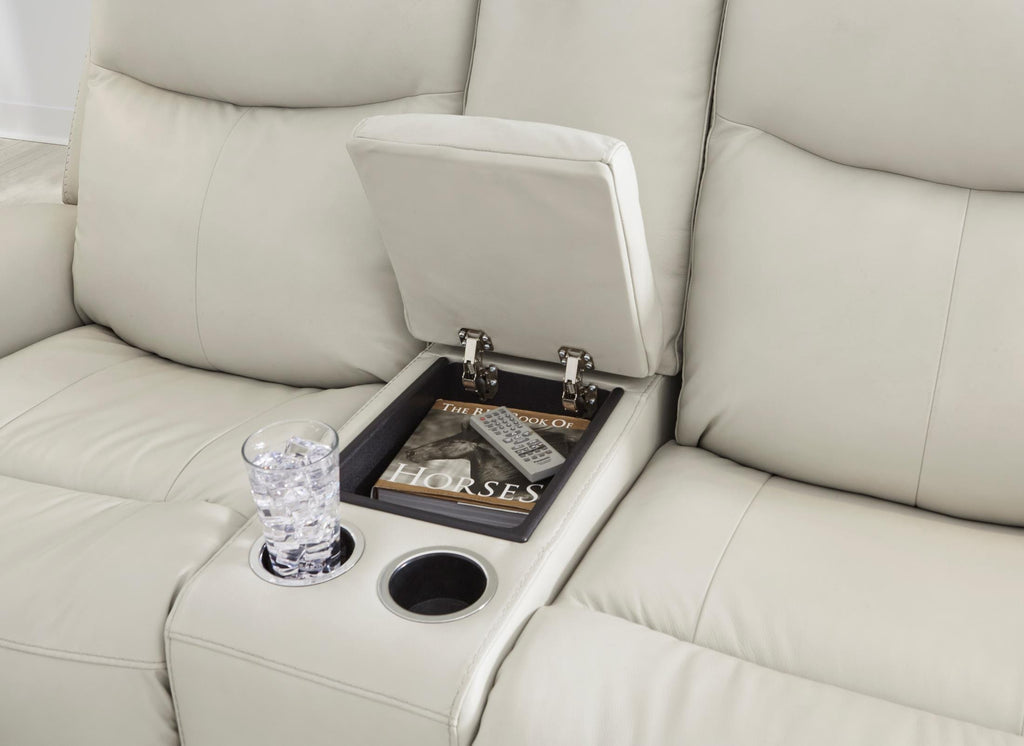 Mindanao Power Reclining Loveseat with Console - Leather