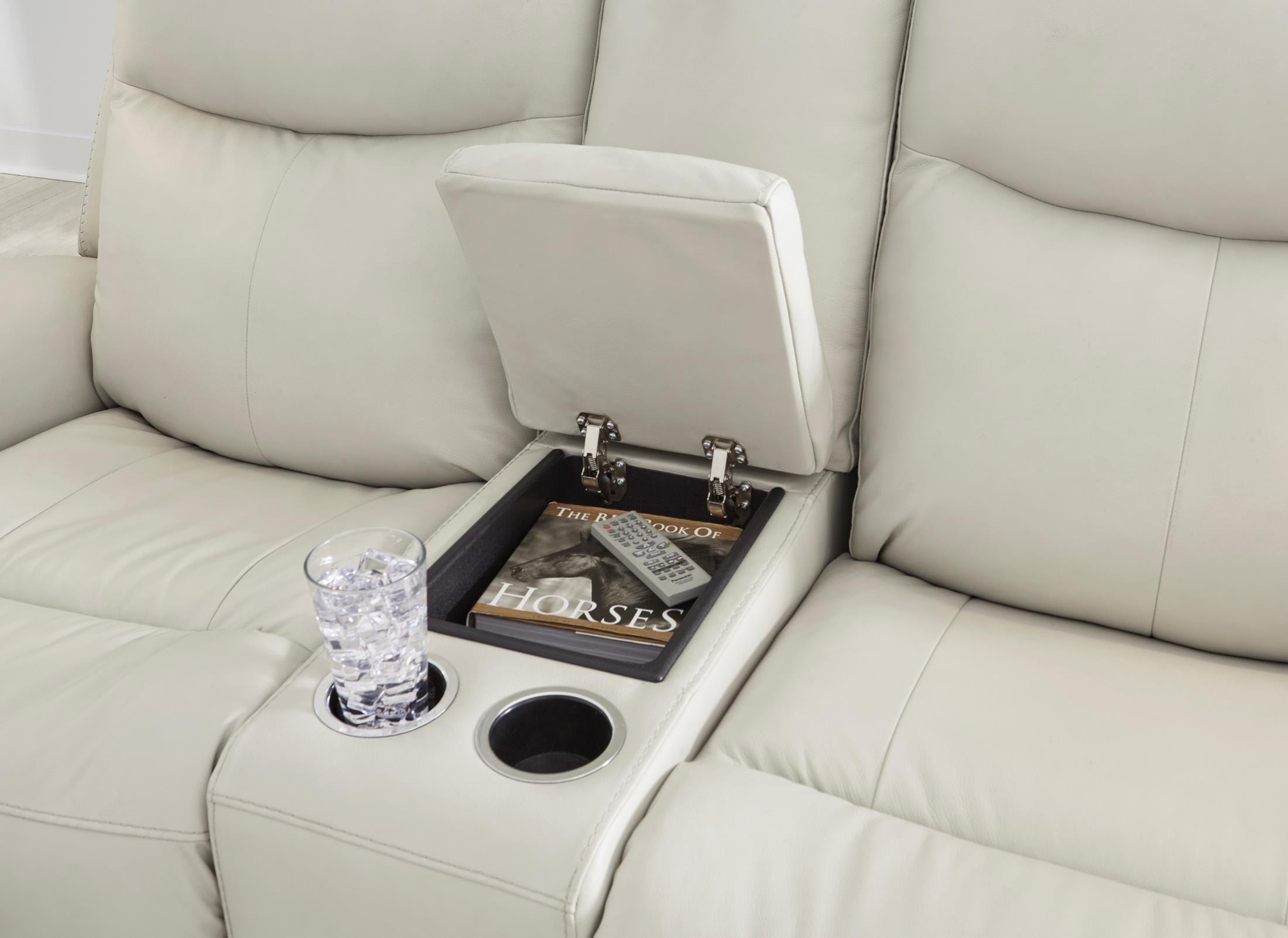 Mindanao Power Reclining Loveseat with Console - Leather