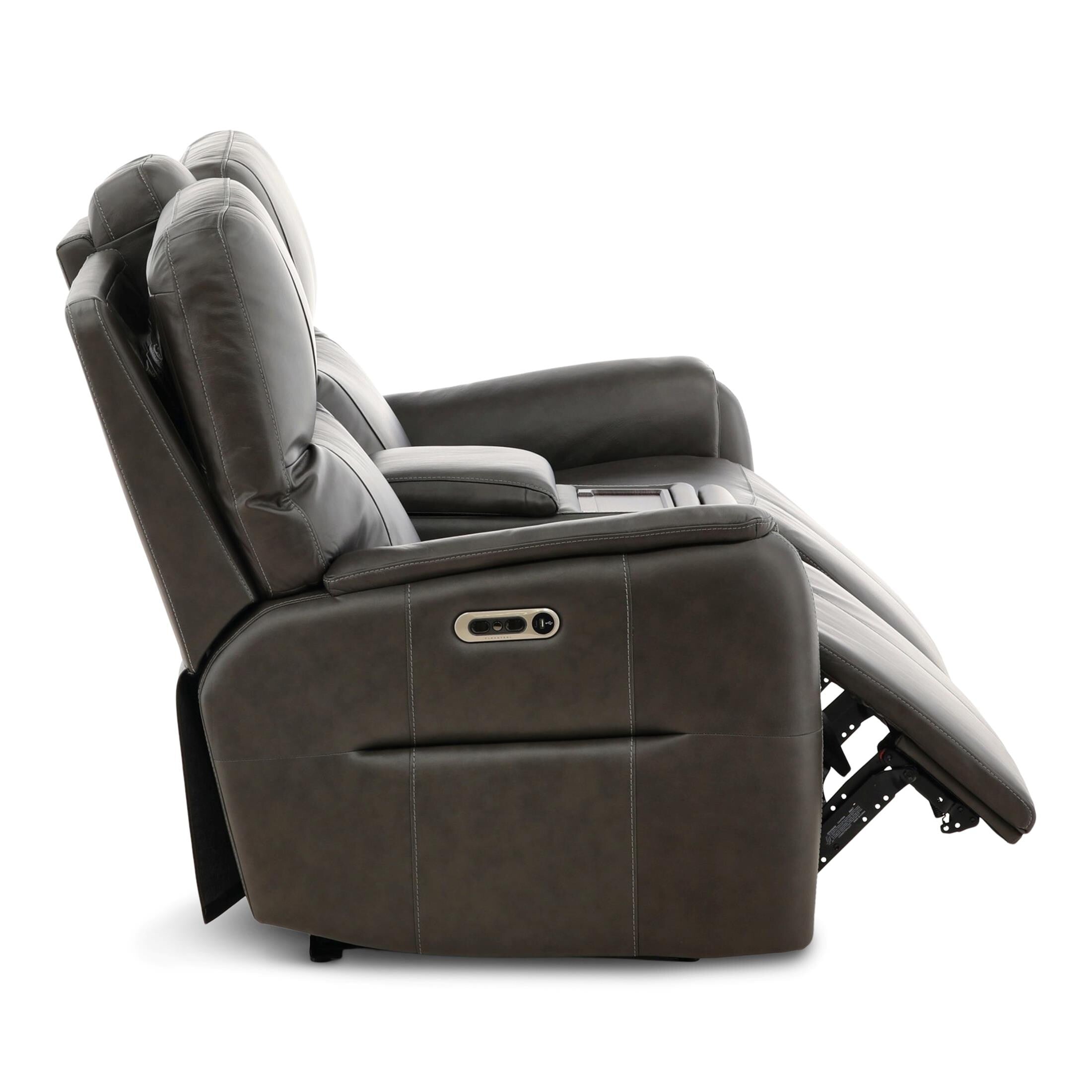 Walker Leather Power Reclining Console Loveseat - Cacao