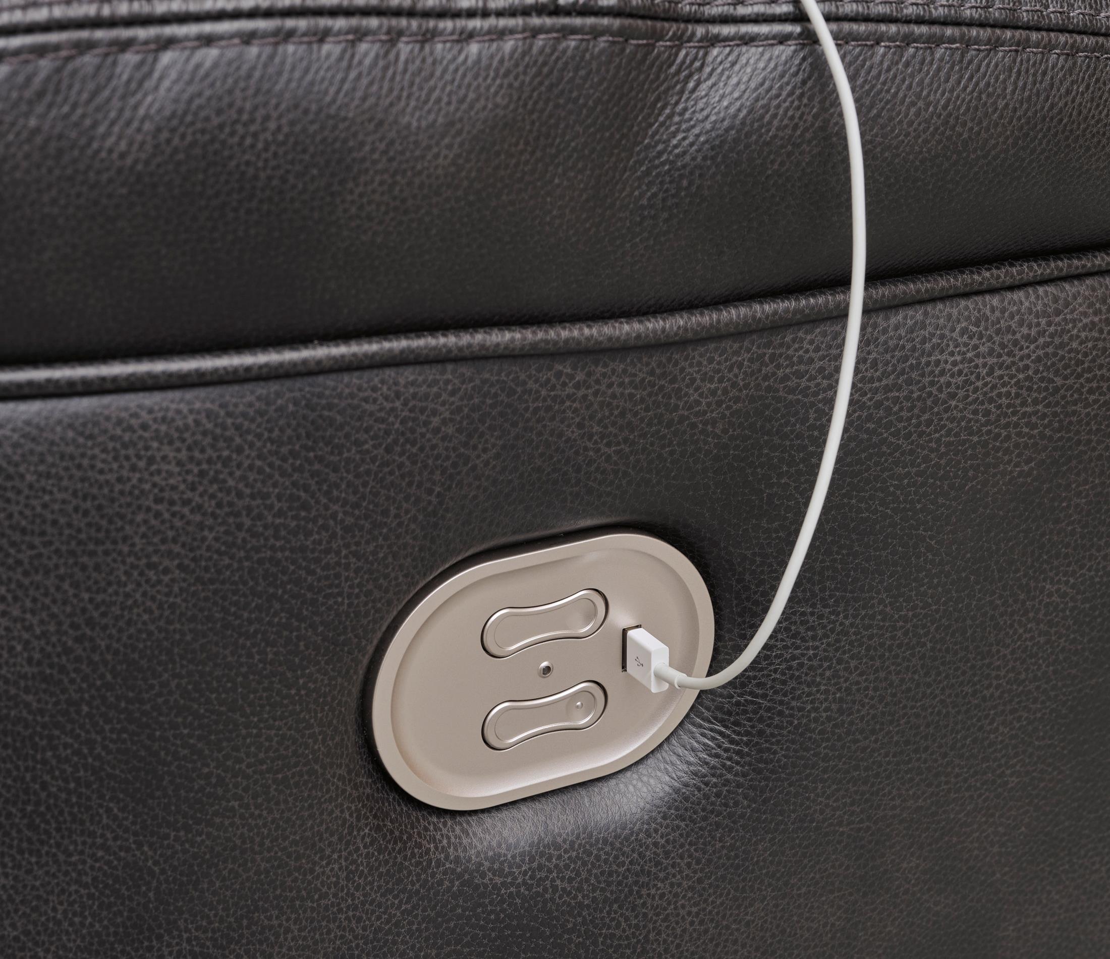 Mountainous Leather Power Reclining Console Loveseat - Eclipse