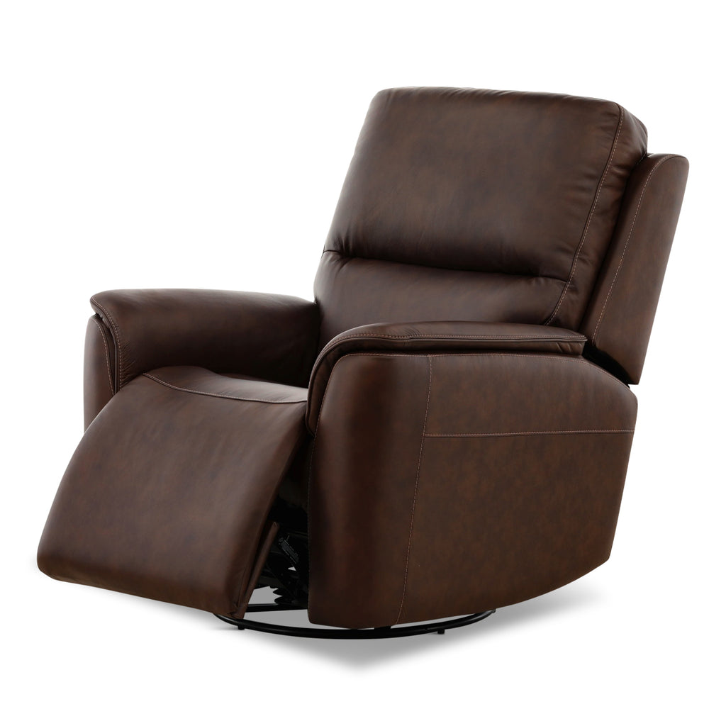 Karson Leather Power Swivel Glider Recliner - Reclining