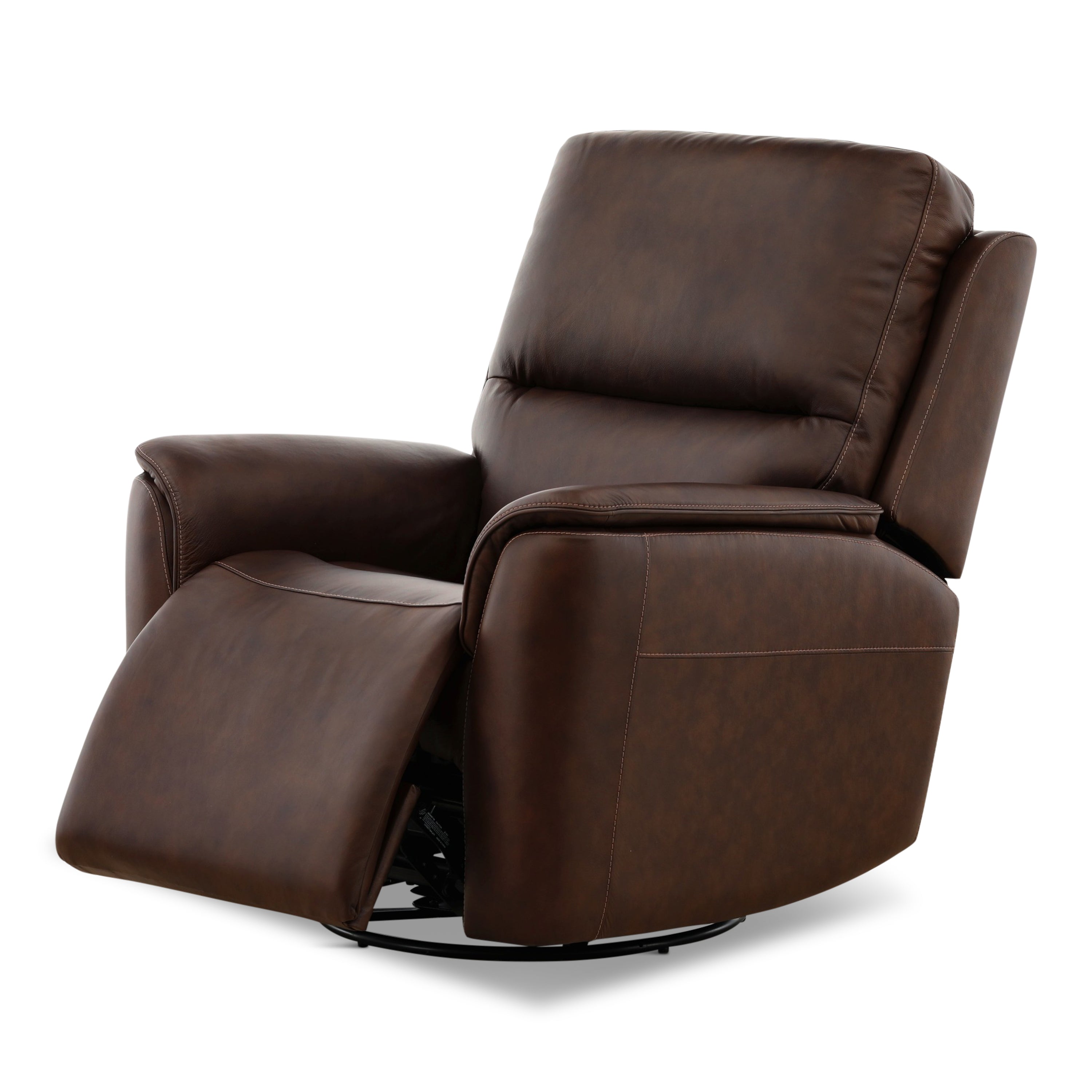 Karson Leather Power Swivel Glider Recliner - Reclining