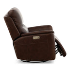 Karson Leather Power Swivel Glider Recliner - Reclining