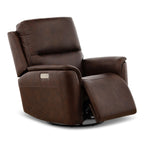 Karson Leather Power Swivel Glider Recliner - Reclining