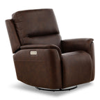 Karson Leather Power Swivel Glider Recliner - Reclining