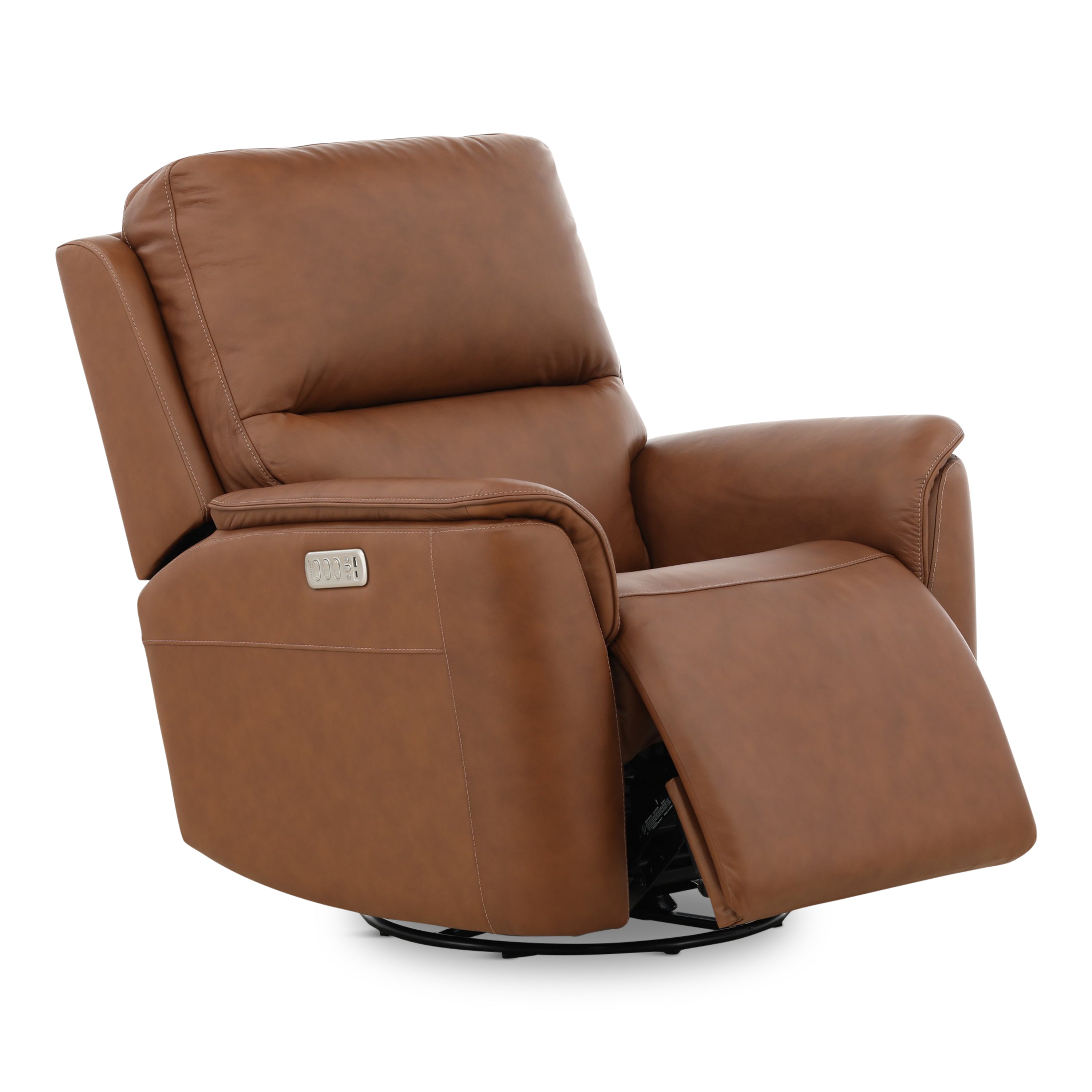 Karson Leather Power Swivel Glider Recliner - Reclining
