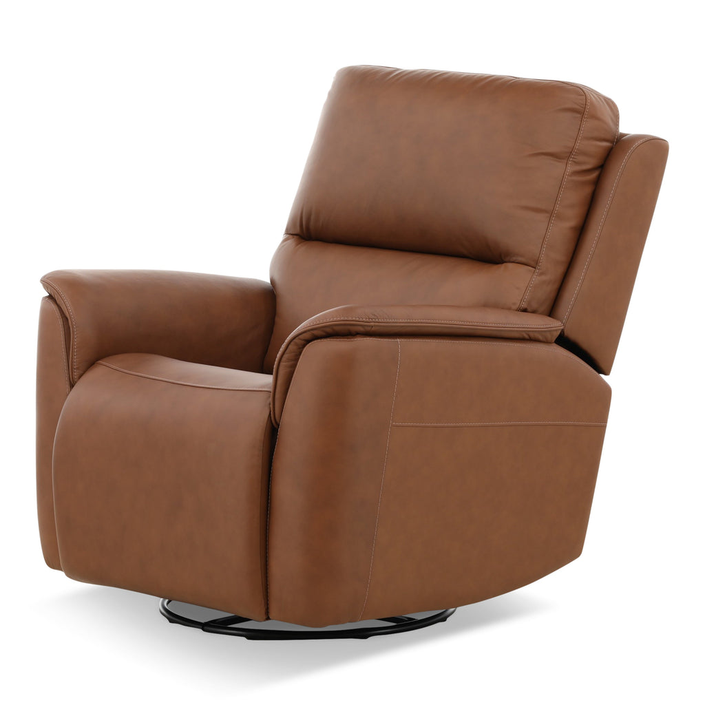Karson Leather Power Swivel Glider Recliner - Reclining