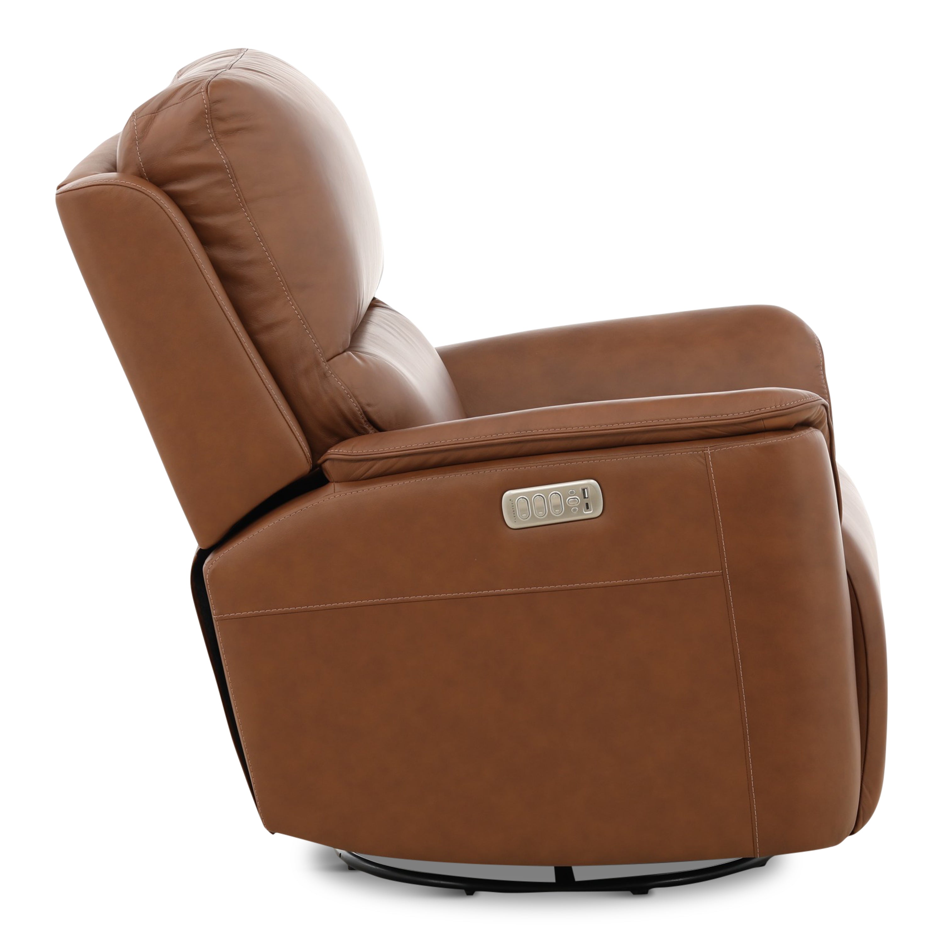 Karson Leather Power Swivel Glider Recliner - Reclining