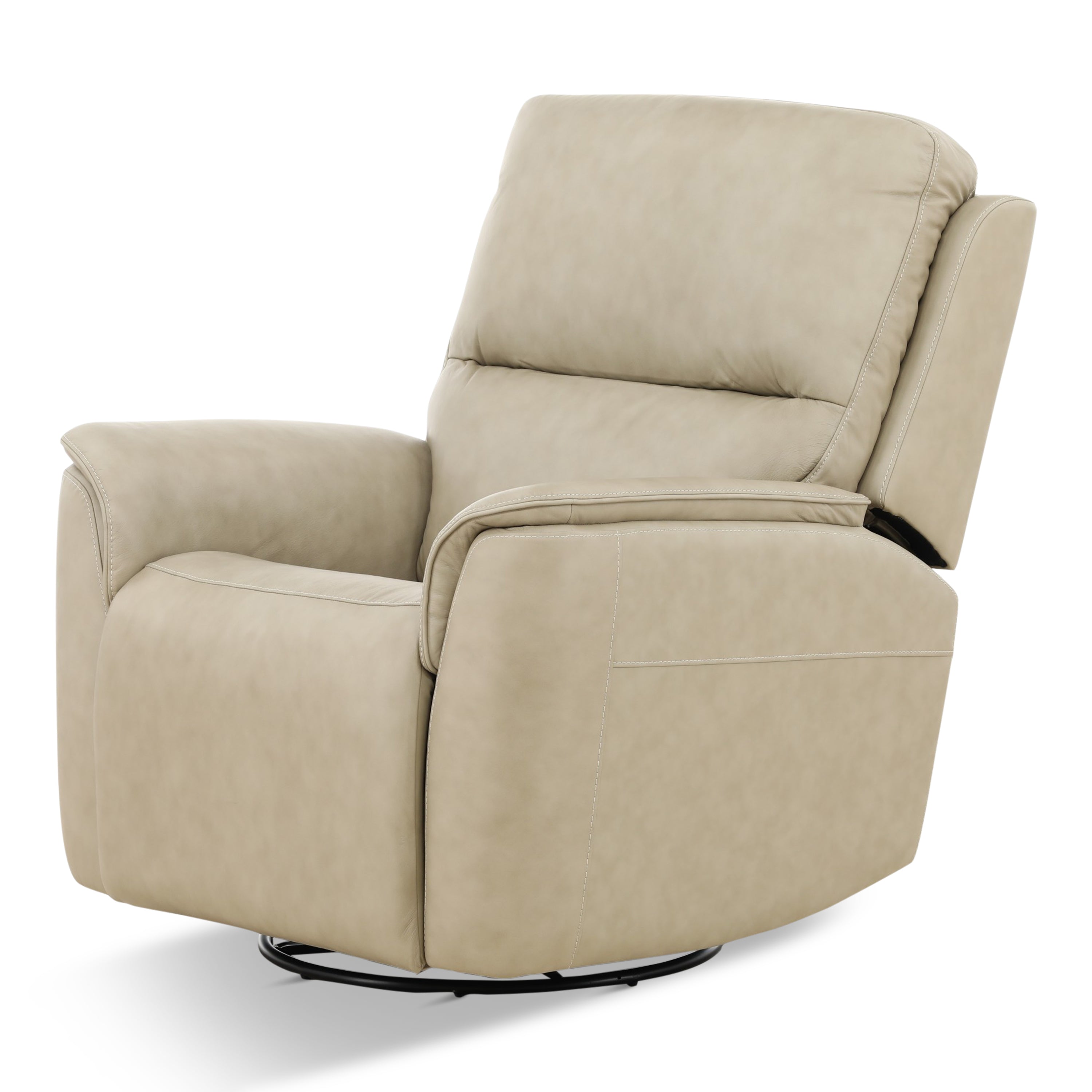 Karson Leather Power Swivel Glider Recliner - Reclining