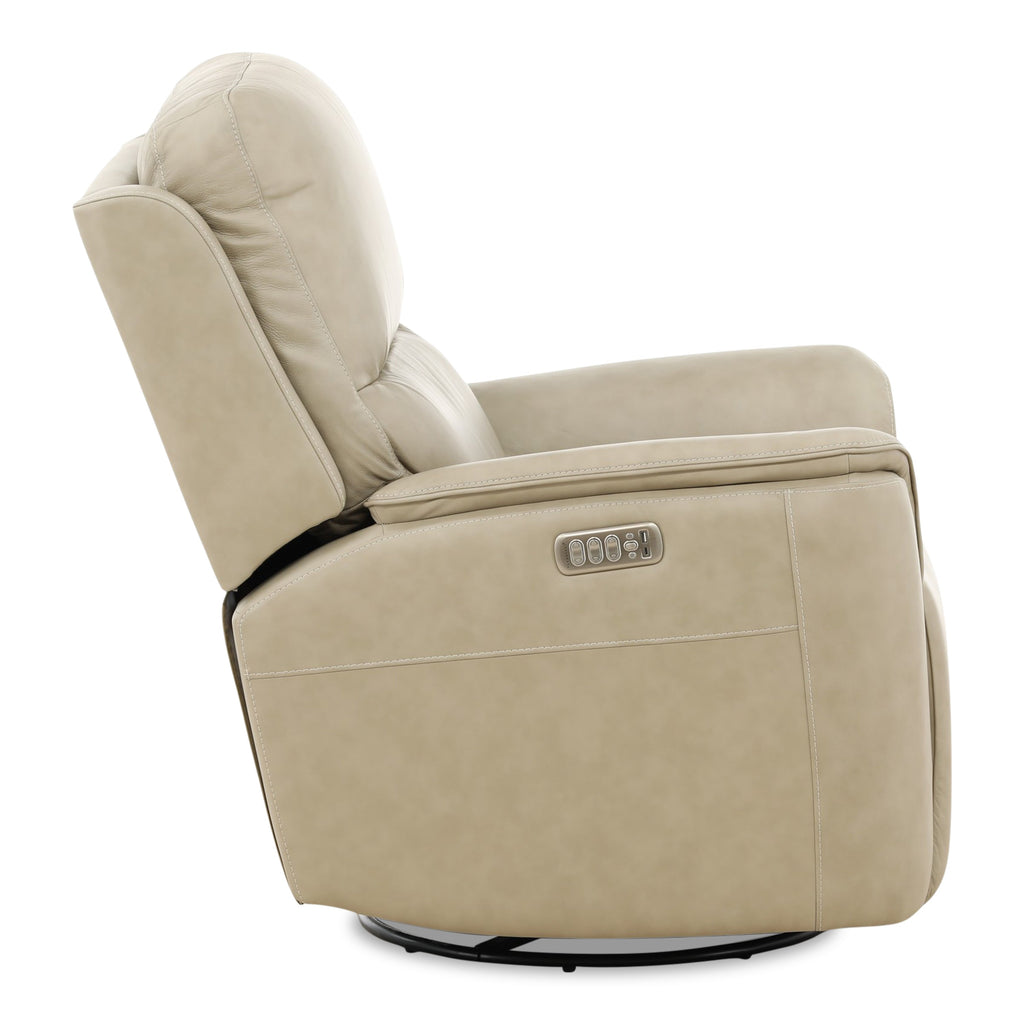 Karson Leather Power Swivel Glider Recliner - Reclining