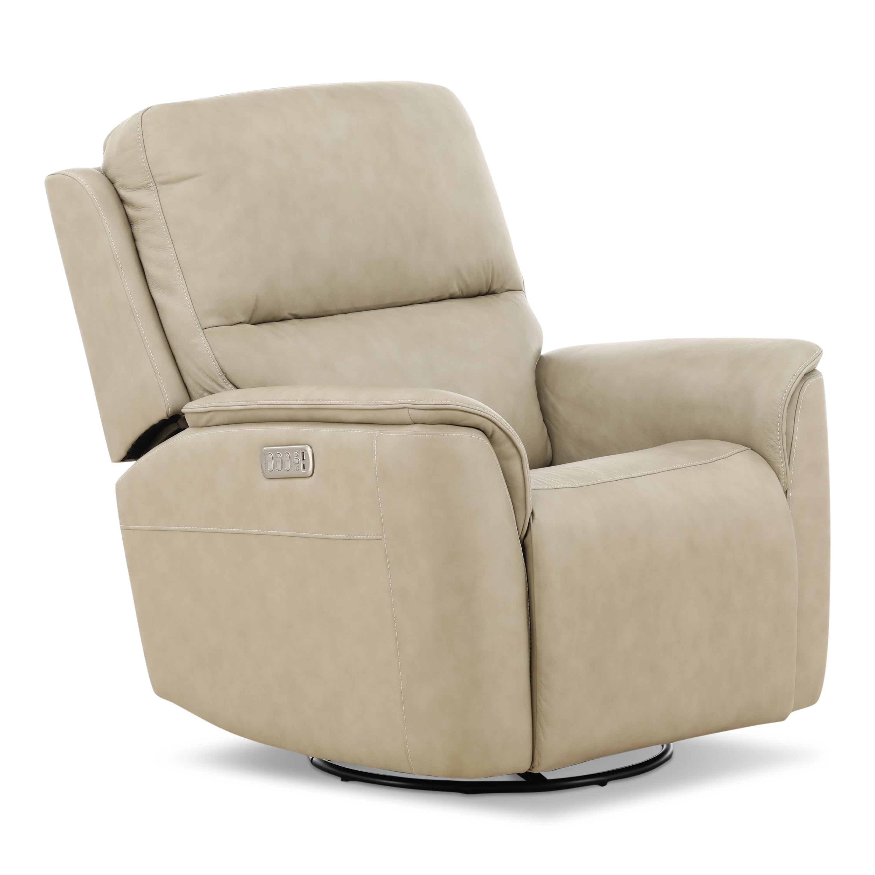 Karson Leather Power Swivel Glider Recliner - Reclining