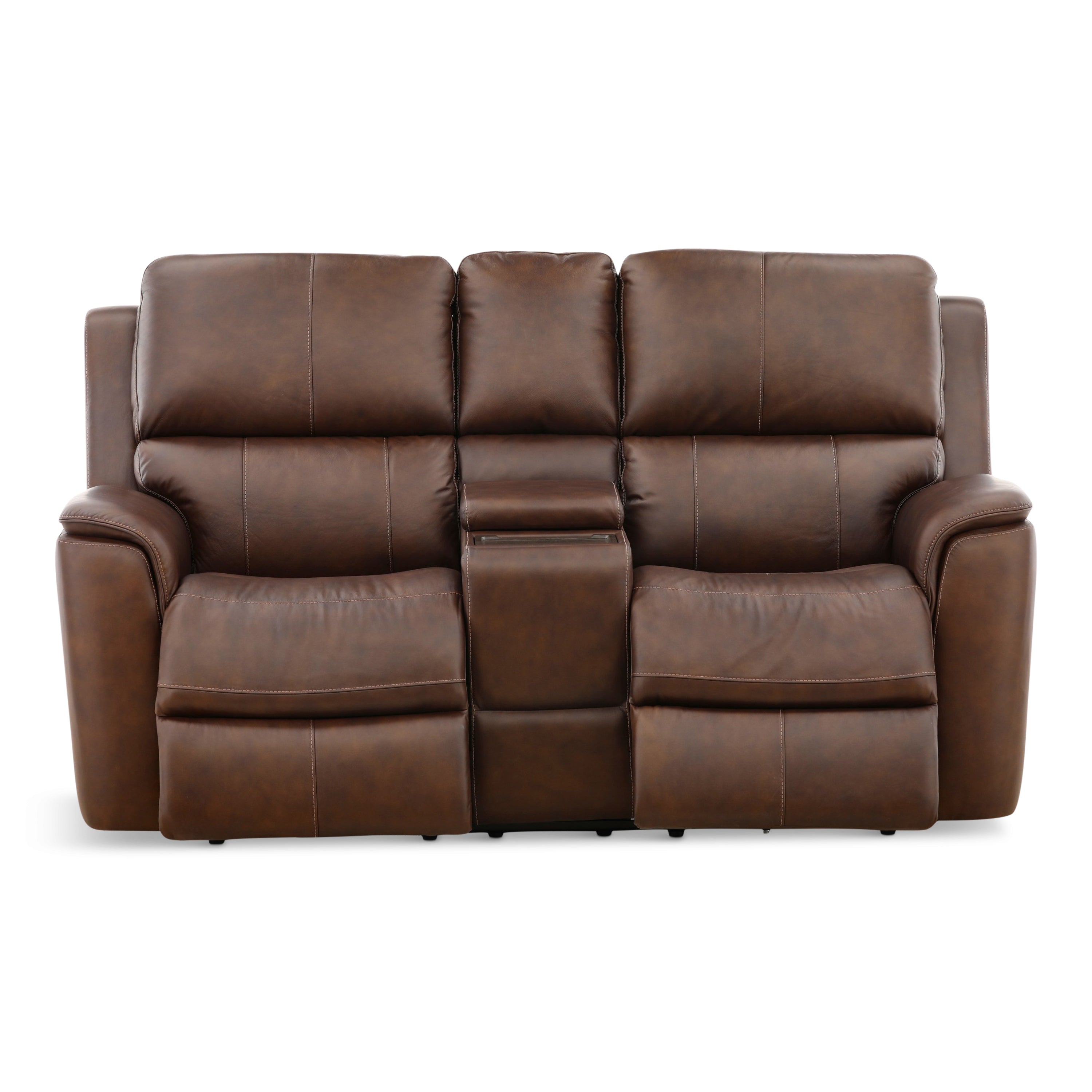Karson Leather Power Reclining Console Loveseat