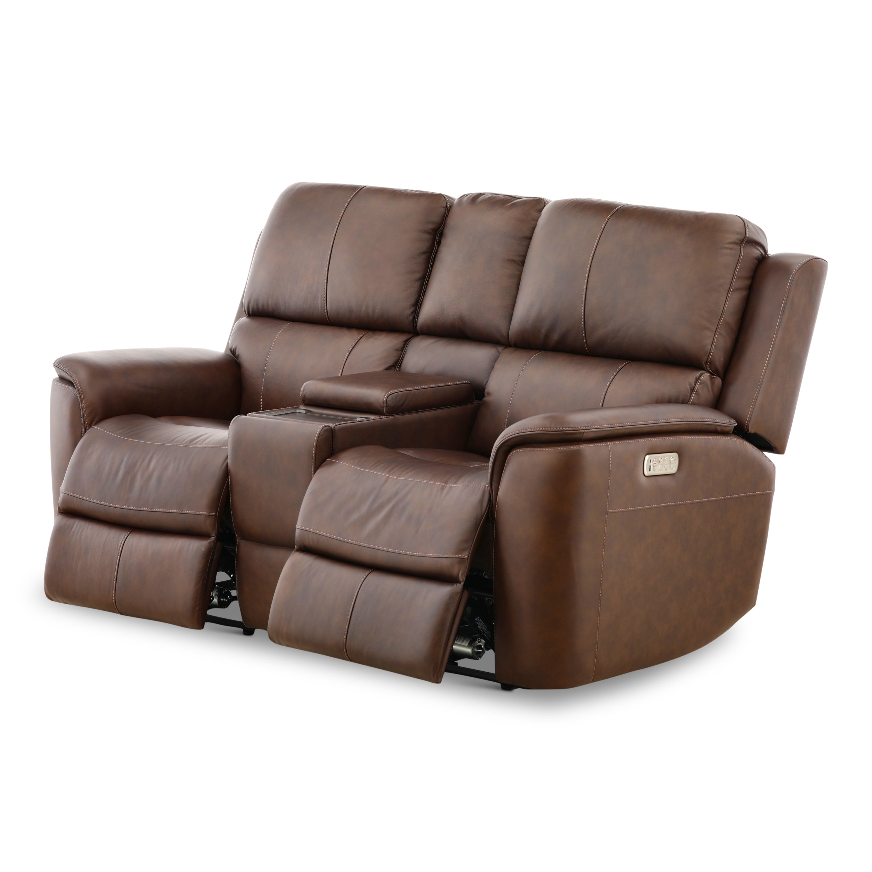 Karson Leather Power Reclining Console Loveseat