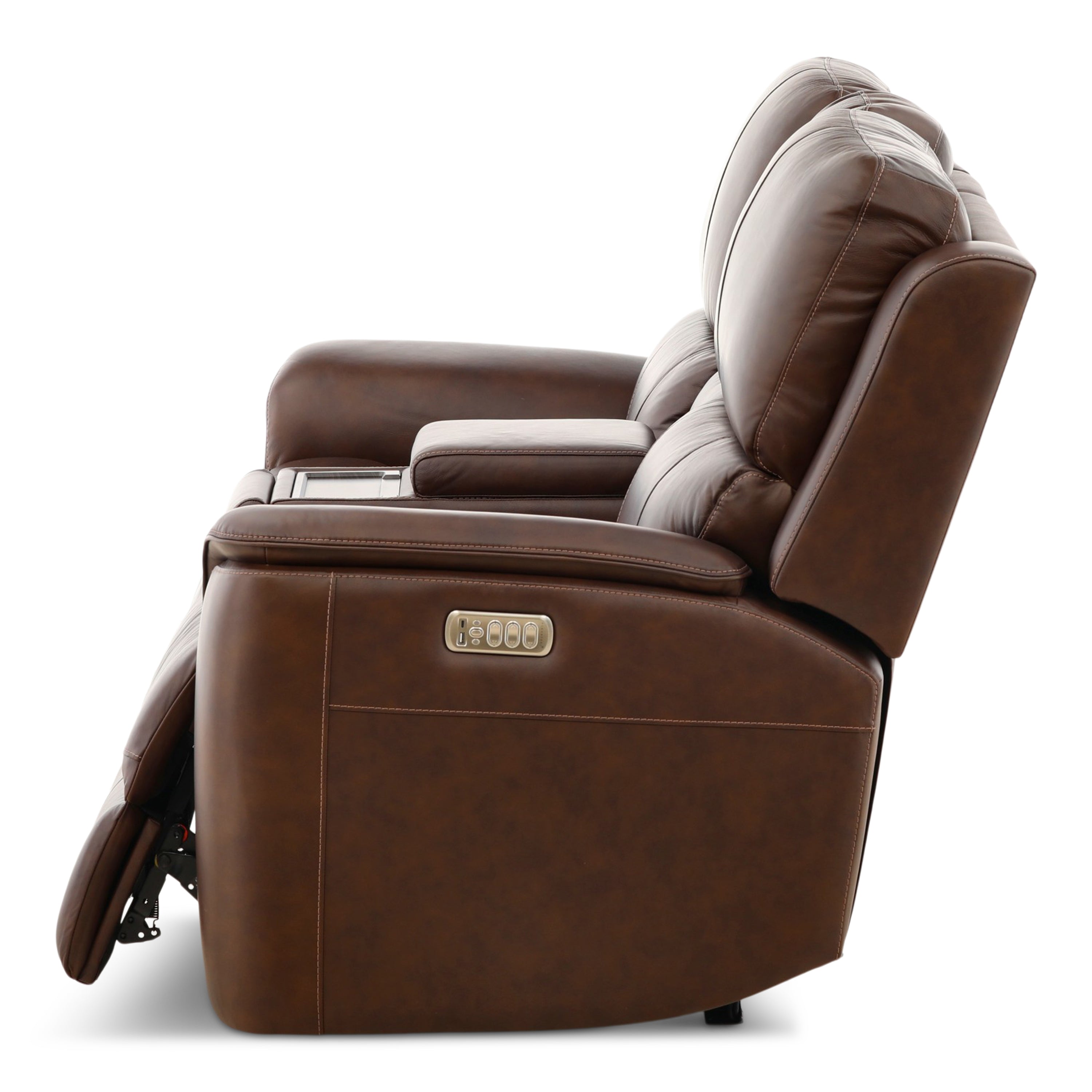 Karson Leather Power Reclining Console Loveseat