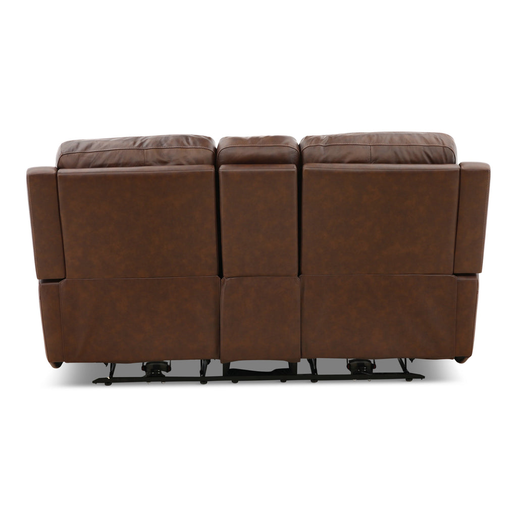 Karson Leather Power Reclining Console Loveseat