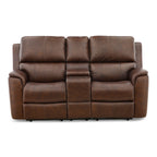 Karson Leather Power Reclining Console Loveseat