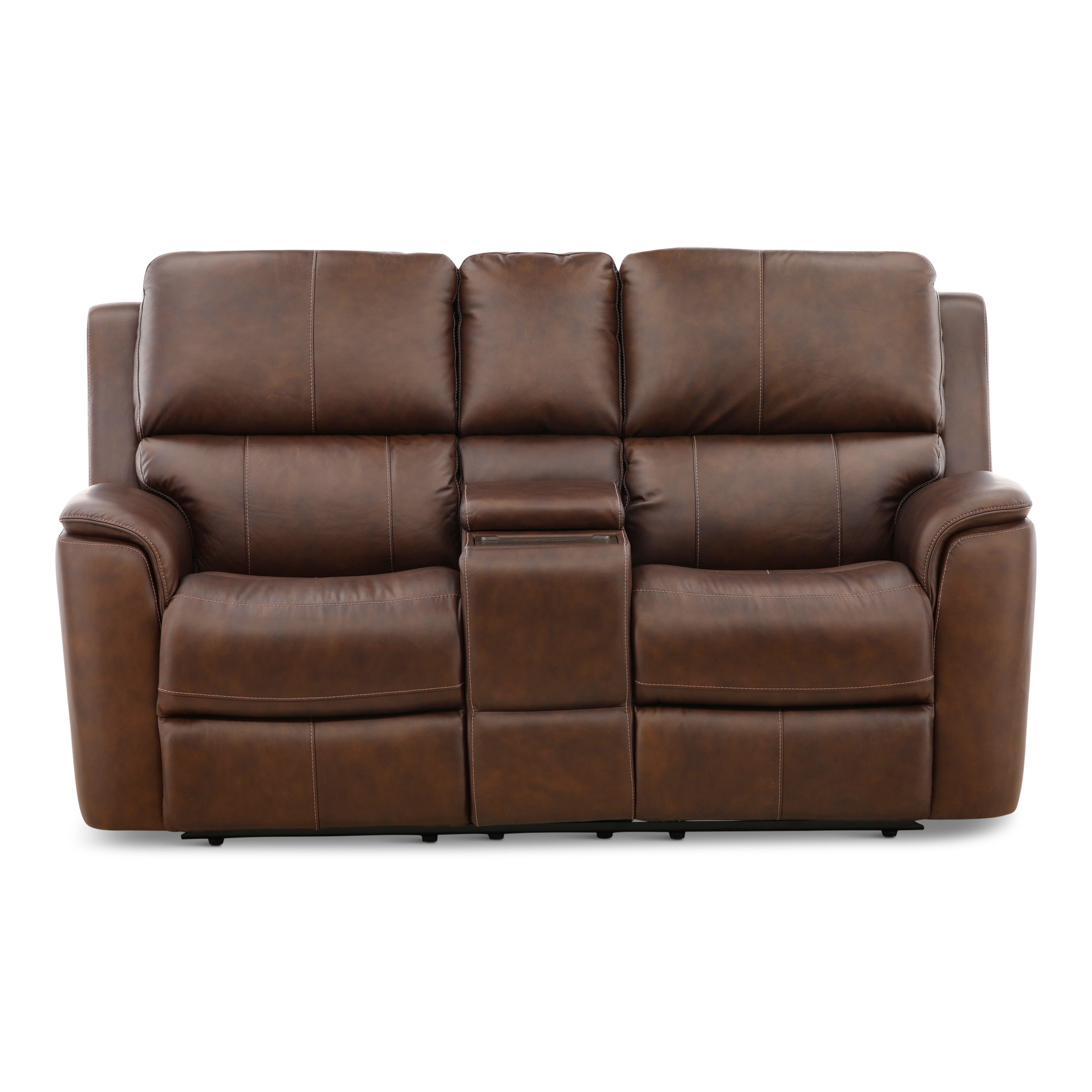 Karson Leather Power Reclining Console Loveseat