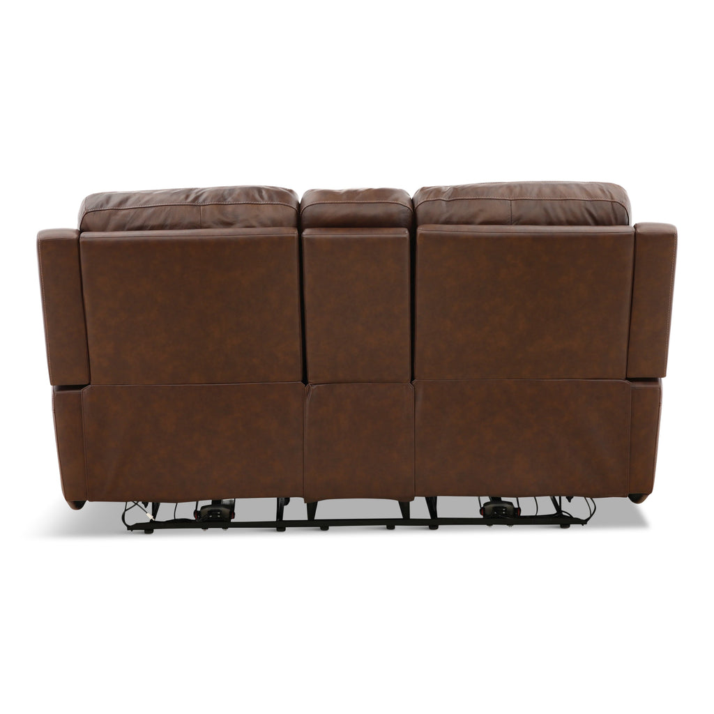 Karson Leather Power Reclining Console Loveseat