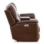 Karson Leather Power Reclining Console Loveseat