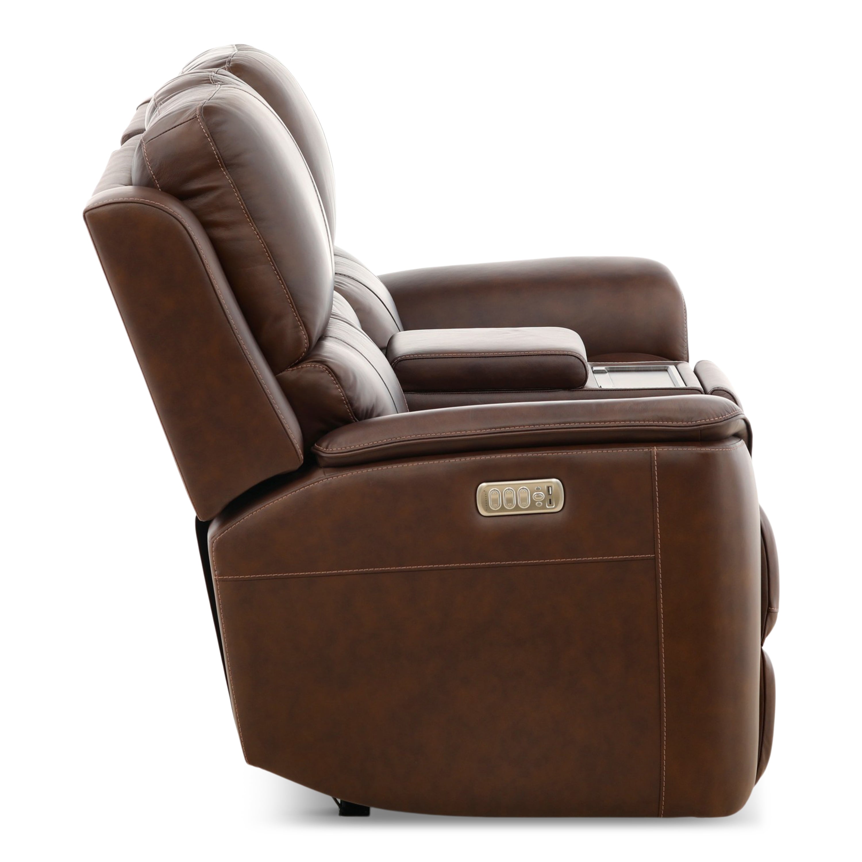 Karson Leather Power Reclining Console Loveseat