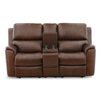 Karson Leather Power Reclining Console Loveseat
