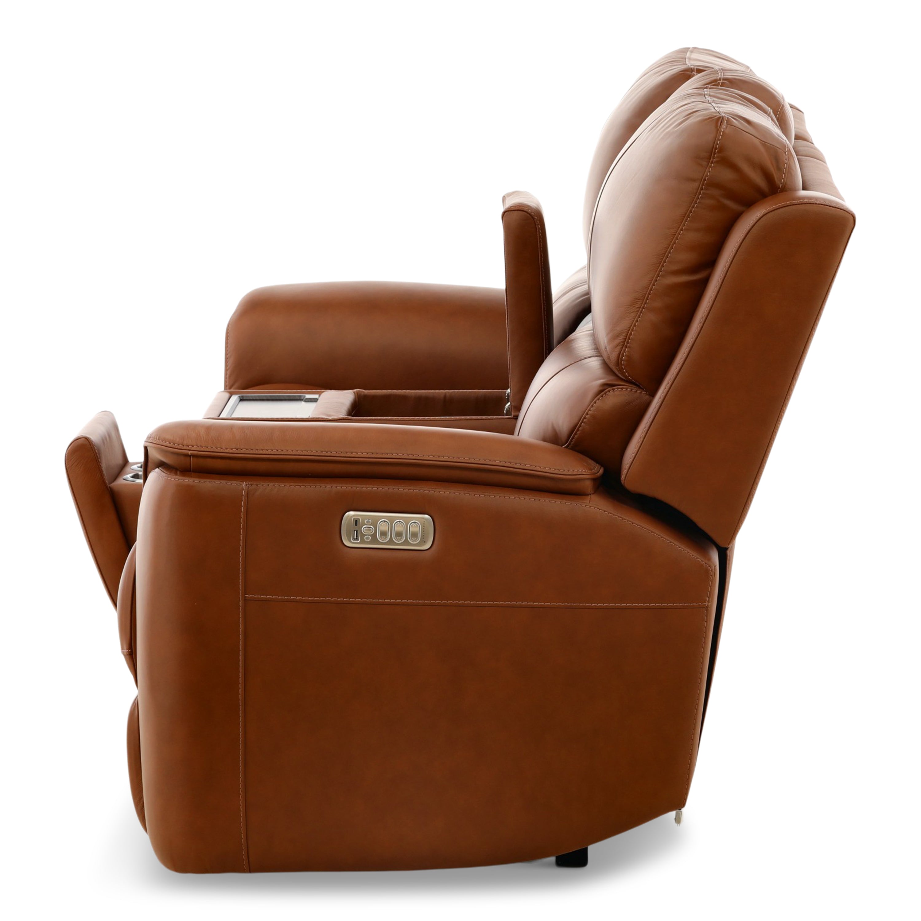 Karson Leather Power Reclining Console Loveseat