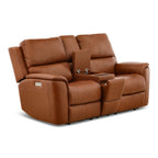 Karson Leather Power Reclining Console Loveseat