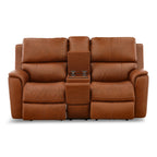 Karson Leather Power Reclining Console Loveseat - Console Table