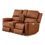 Karson Leather Power Reclining Console Loveseat