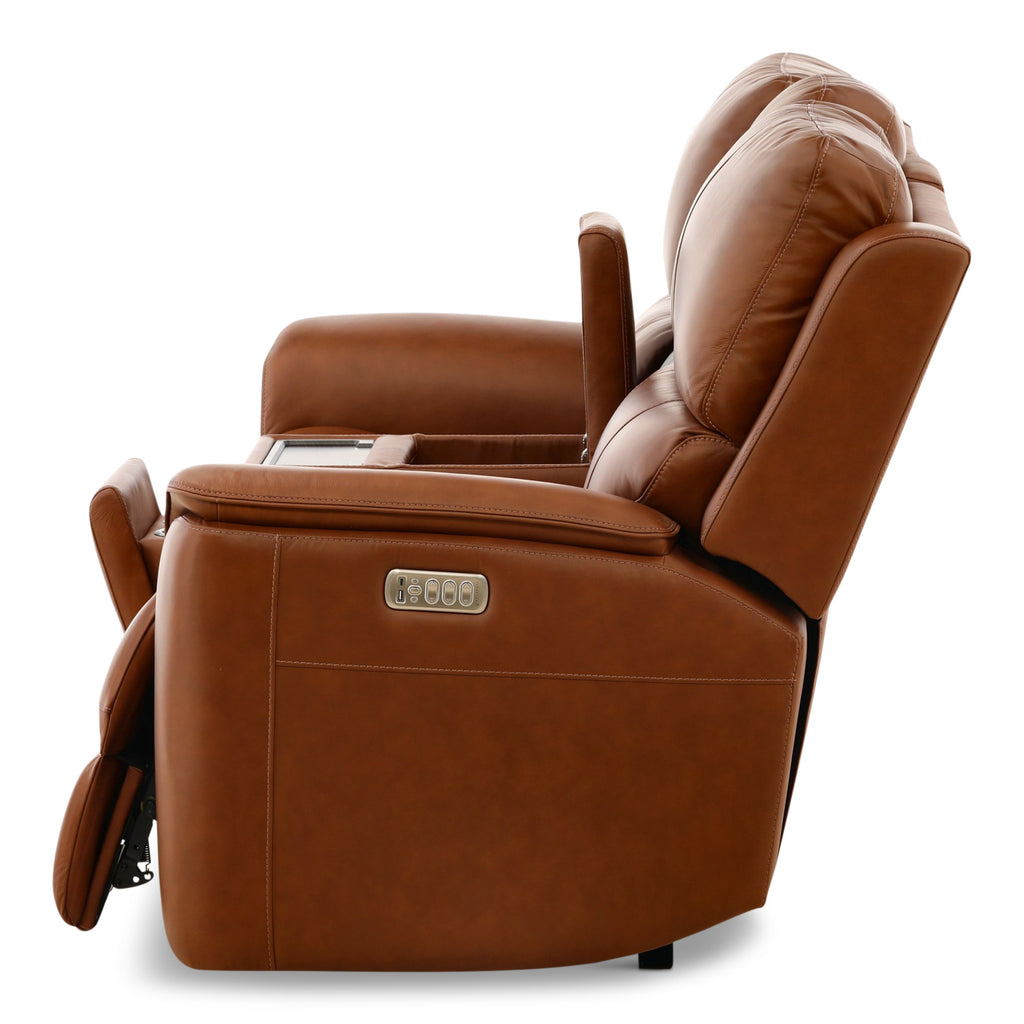 Karson Leather Power Reclining Console Loveseat