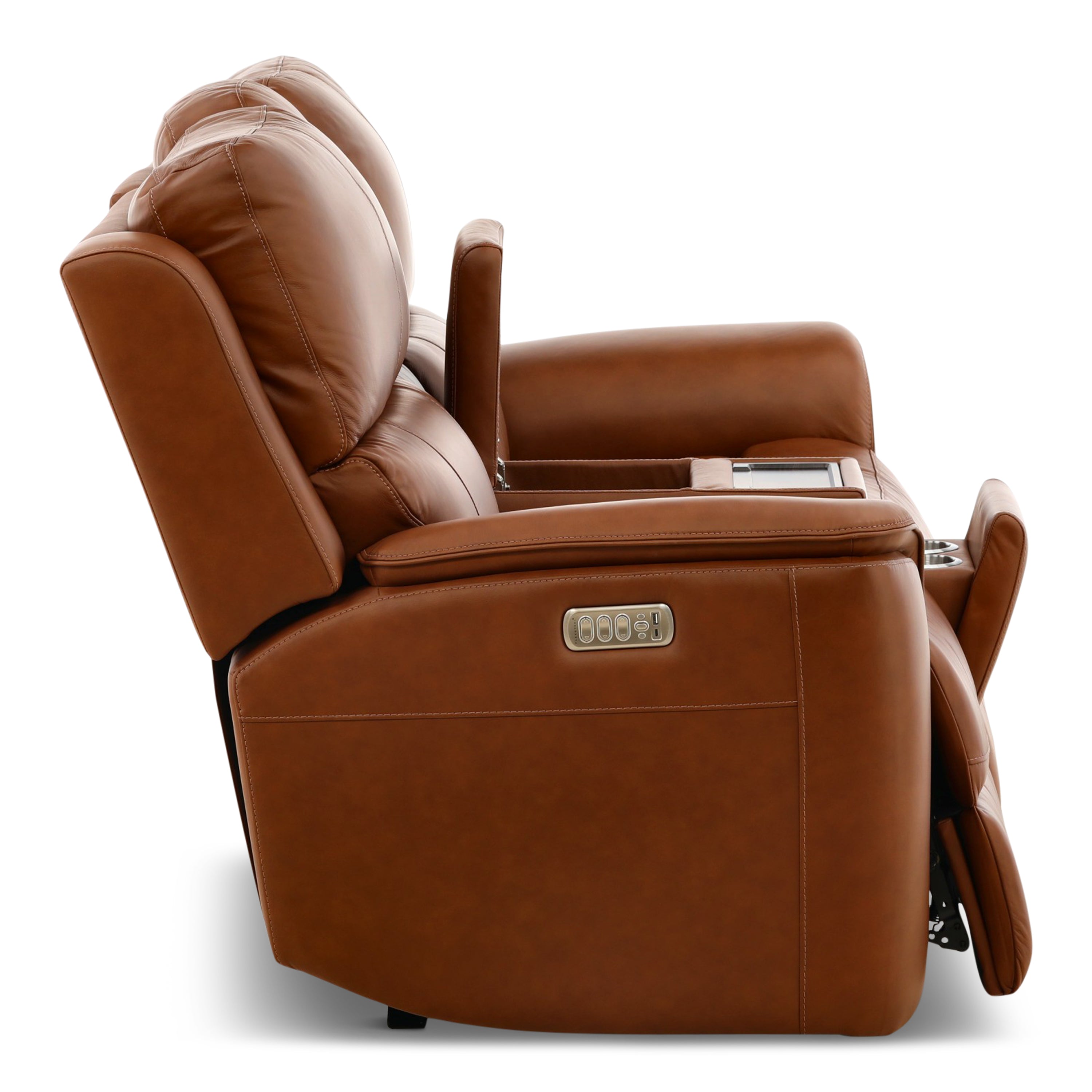 Karson Leather Power Reclining Console Loveseat