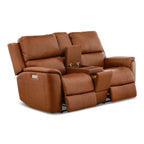 Karson Leather Power Reclining Console Loveseat