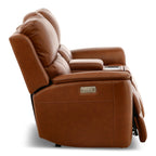 Karson Leather Power Reclining Console Loveseat
