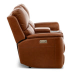 Karson Leather Power Reclining Console Loveseat