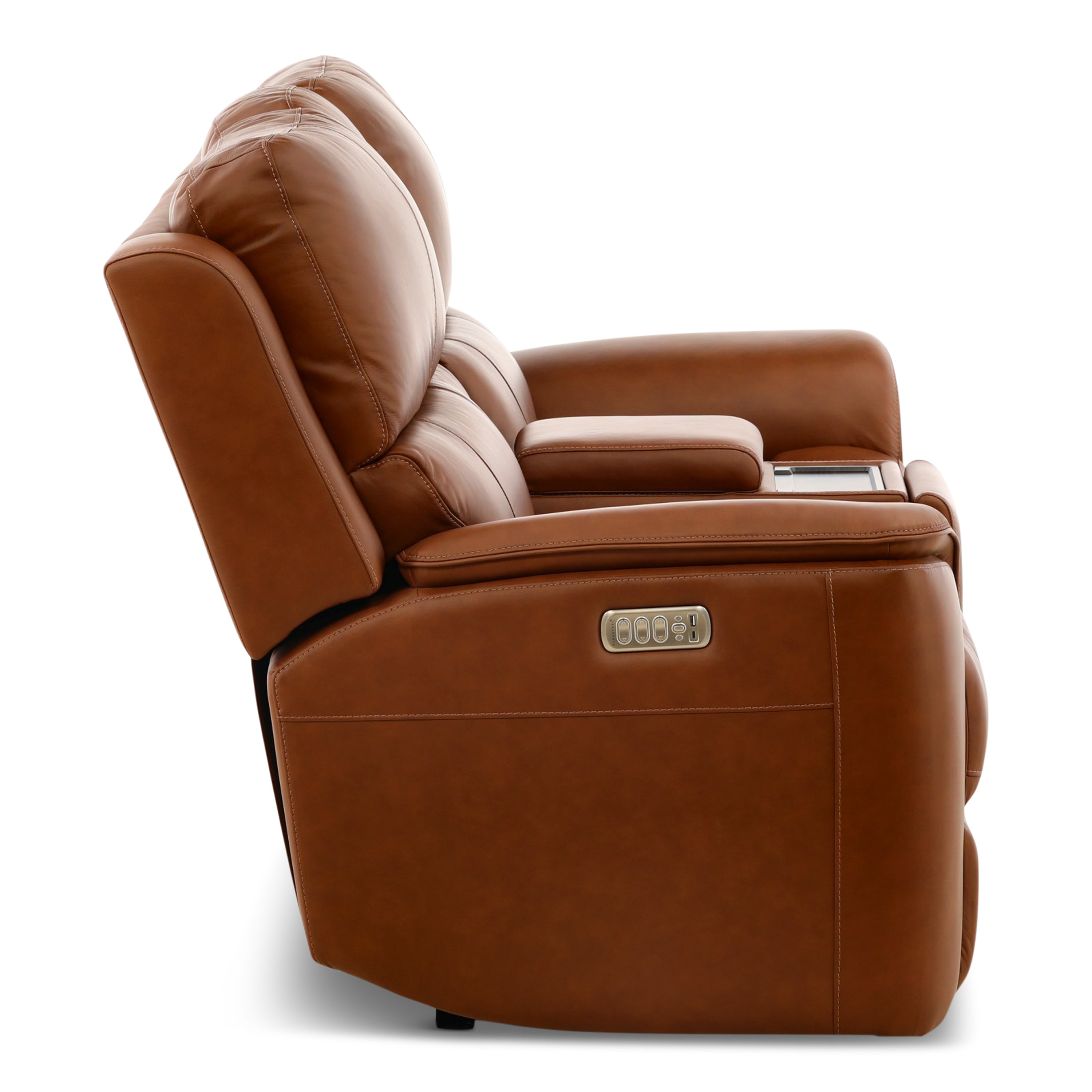 Karson Leather Power Reclining Console Loveseat
