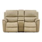 Karson Leather Power Reclining Console Loveseat - Console Table