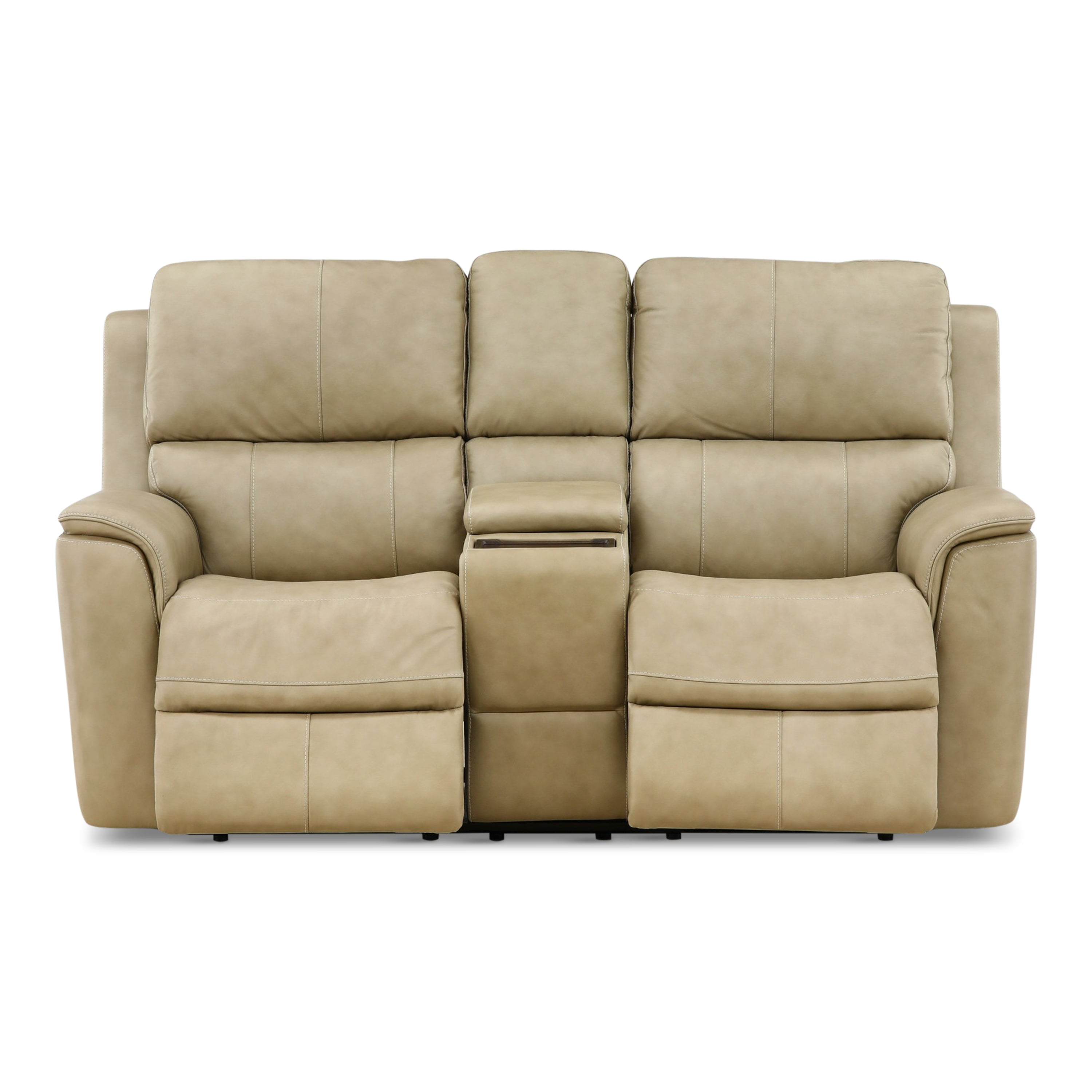 Karson Leather Power Reclining Console Loveseat - Console Table