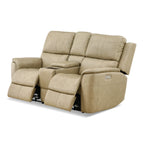 Karson Leather Power Reclining Console Loveseat - Console Table