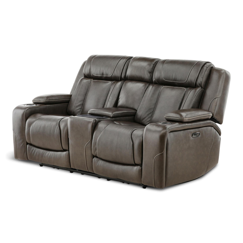 Denver Power Console Loveseat - Leather
