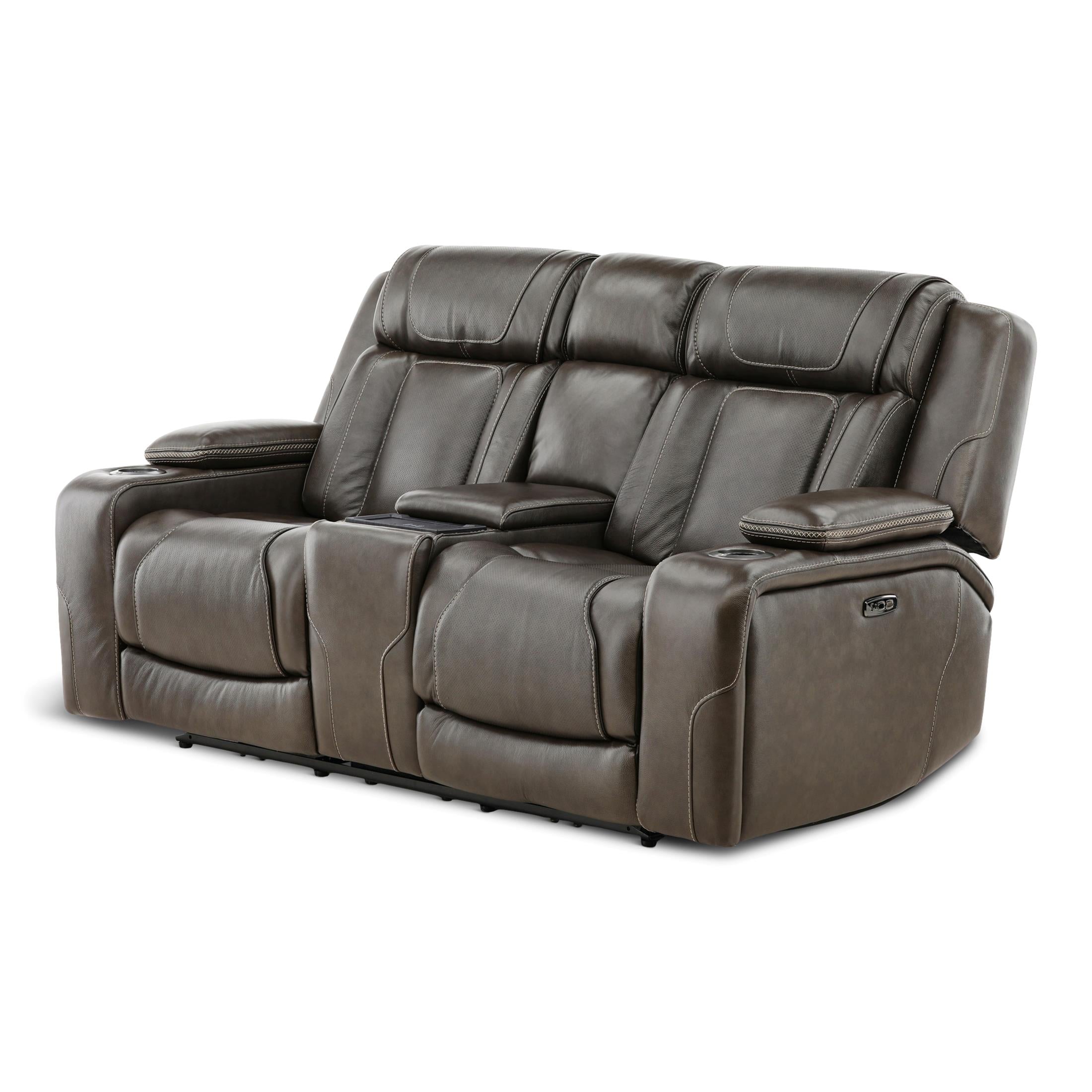 Denver Power Console Loveseat - Leather