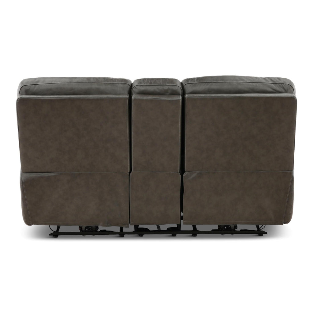 Walker Leather Power Reclining Console Loveseat - Cacao