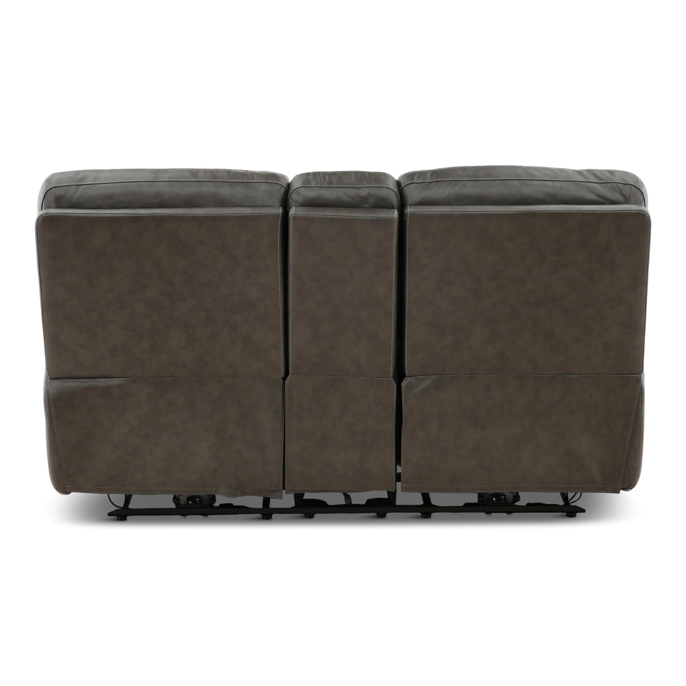 Walker Leather Power Reclining Console Loveseat - Cacao