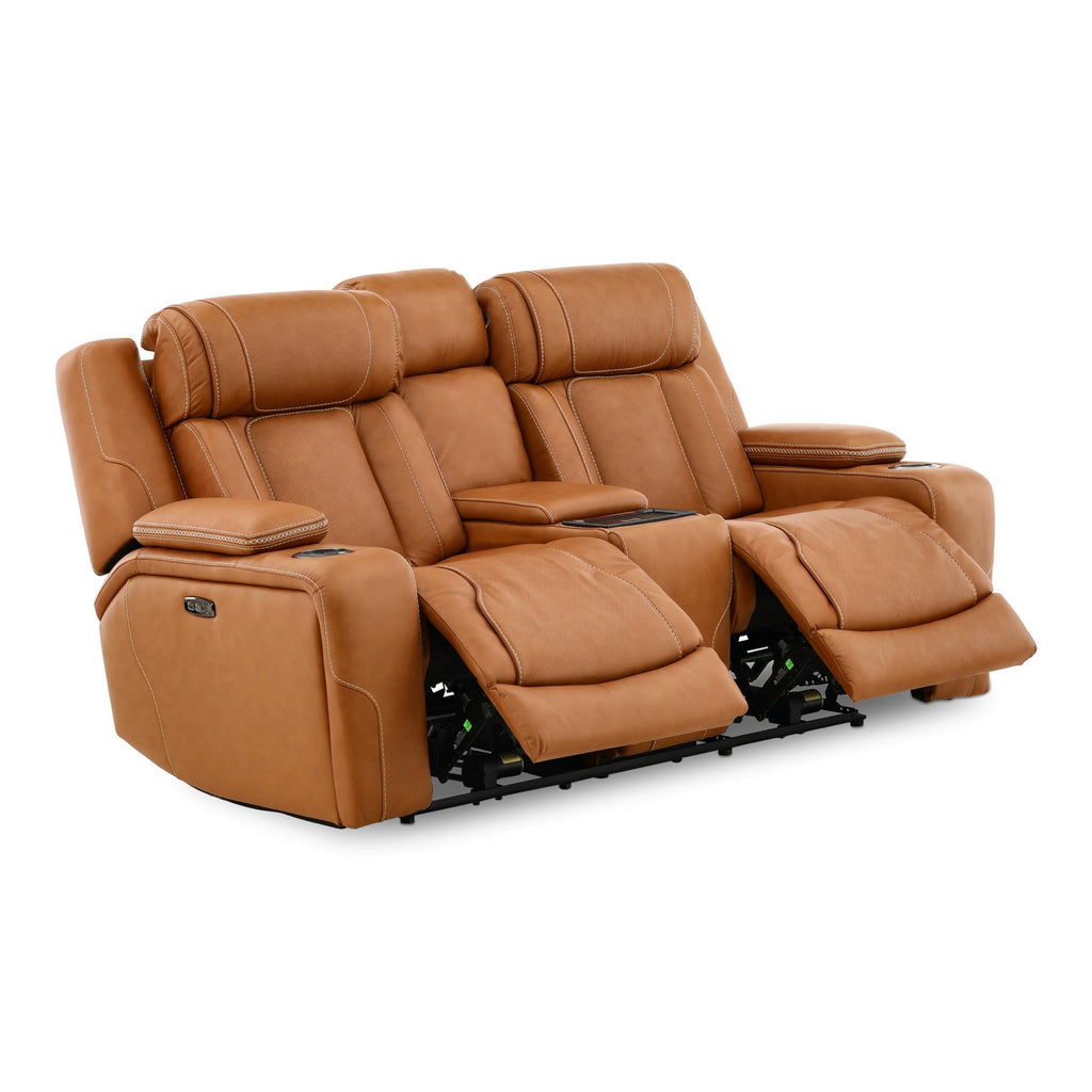 Denver Power Console Loveseat - Leather