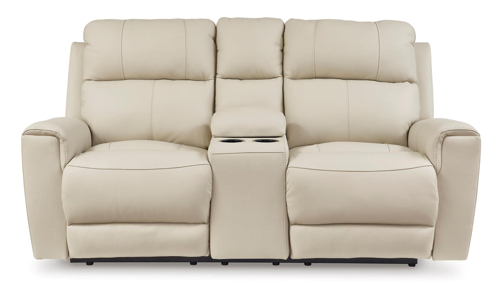 Dahlmoore Leather Power Reclining Console Loveseat - Fabric
